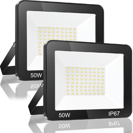 YIQIBRO LED прожектор для вулиці 10000Лм, 6500K, IP67, 2×50Вт, водонепроникний, холодне біле світло, для складу, саду, гаража, двору, парковки