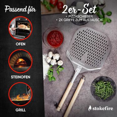 Велика лопата для піци STOKEFIRE, змінна довжина, преміум аксесуар для піцерії, для печі та гриля, підходить для XXL піц, алюмінієва піцешауфел для каменю