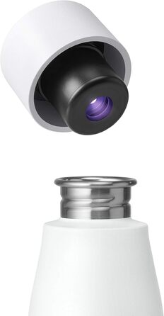 Пляшка для води LARQ Movement PureVis 950 мл з УФ-очисткою, нержавіюча сталь, силіконова накладка, легка, ударостійка, зберігає прохолоду, для спорту, бігу та активного відпочинку, біла/пісочна
