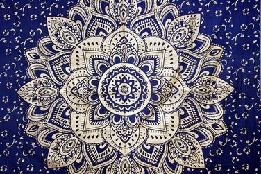 Богемний гобелен Mandala Ombre синьо-золотий, настінний килим 85x89 дюймів, багатобарвний, для декору кімнати, гіпі стиль