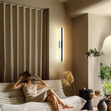 Світильник для ванної MantoLite LED, 60 см, 24 Вт, 6000K, матовий чорний, IP44, настінний для дзеркала, спальні, вітальні, суперяскравий