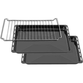 Емалевий деко для духовки ICQN 45,5x37,5x3 см, жирозбірник, сумісний з Bosch, Siemens, Neff, Constructa, Flavel, Simfer, подвійний набір з решіткою, стійкий до подряпин і корозії