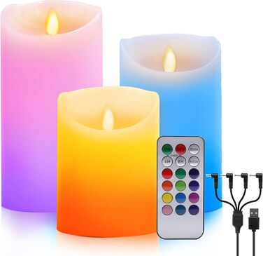 LED RGB свічки з ефектом полум'я, електронні воскові свічки з пультом, USB, багатобарвні, таймер, декор для дому