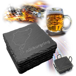 Підставки для напоїв Nürburgring, набір 6 шт, сланець, для дому та їдальні, декор для фанатів автоспорту