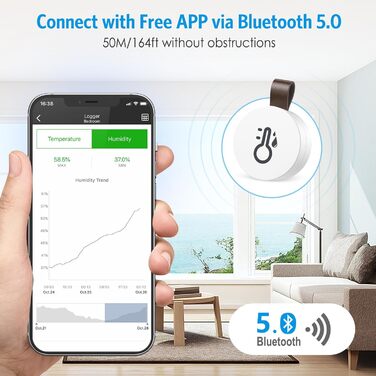 Brifit Bluetooth термометр-гігрометр, цифровий, з додатком та зберіганням даних, сенсор температури і вологості для дому, офісу, теплиці, винного льоху, 3 шт.