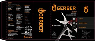 Мультитул Gerber Dime з 12 функціями, кишеньковий, чорний/червоний