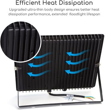 Світлодіодний прожектор Aigostar 100W, холодне біле світло 6400K, 9000 лм, IP65, водонепроникний для вулиці, саду, гаража, спортмайданчика