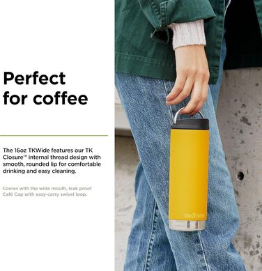 Термобутилка Klean Kanteen TKWide 473 мл для напоїв, колір жовтий (Marigold), чоловіча