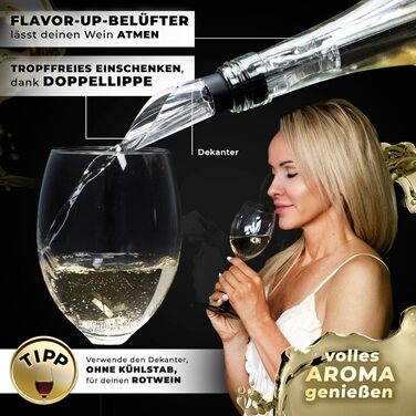 Набір для охолодження вина One Decision Deluxe 6-в-1 з нержавіючої сталі, 2 довжини, винний охолоджувач, вакуумна помпа, декантер, подарунок для жінок і чоловіків