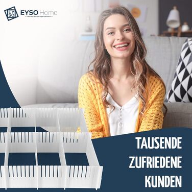 Органайзер для шухляд EYSO Home, набір роздільників 33x7 см з конекторами, регульований пластиковий роздільник для ящиків, система зберігання