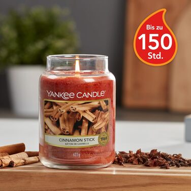 Ароматична свічка Yankee Candle у склі, велика, Cinnamon Stick, до 150 годин горіння, ідеальний подарунок для жінок