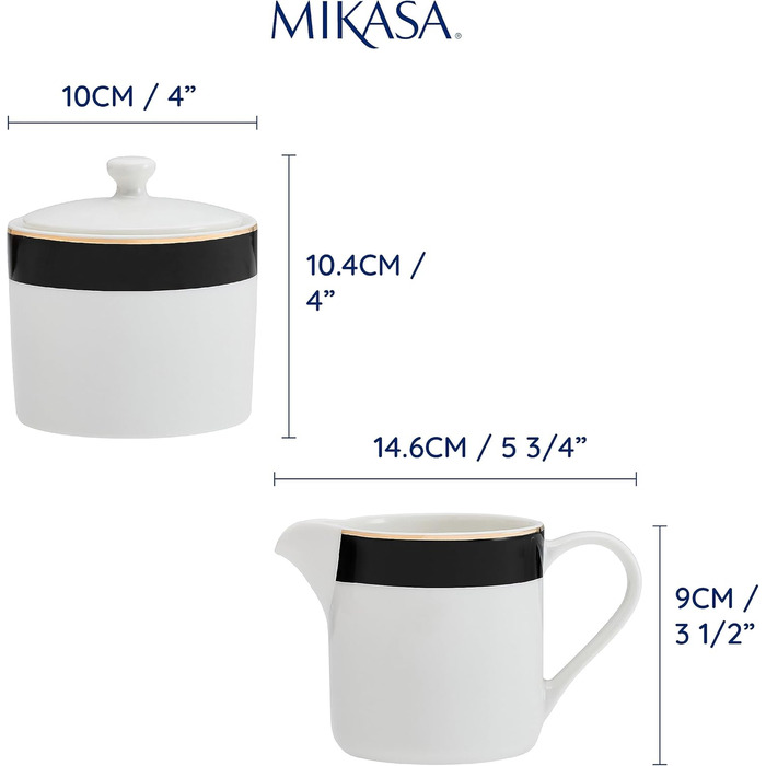 Набір фарфорових цукорниці та молочника MIKASA Luxe Deco, 245 мл, з кришками, у подарунковій коробці, можна мити в посудомийній машині