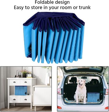 Складаний басейн для собак Yaheetech 160x30 см, протиковзкий, злив, PVC, синій, з щіткою і латками