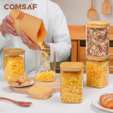 Набір скляних банок для зберігання ComSaf, 4 розміри, 9 шт.