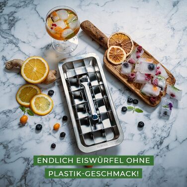 Металева форма для льоду ECO Brotbox, 0,6 л, 18 кубиків, харчова нержавіюча сталь, без пластику, придатна для посудомийки