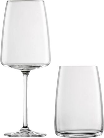 Набір склянок Zwiesel Glas Vivid Senses, 8 предметів: келихи для вина 535 мл та універсальні склянки 500 мл, лімітована серія у подарунковій коробці, для вина і води, можна мити в посудомийній машині