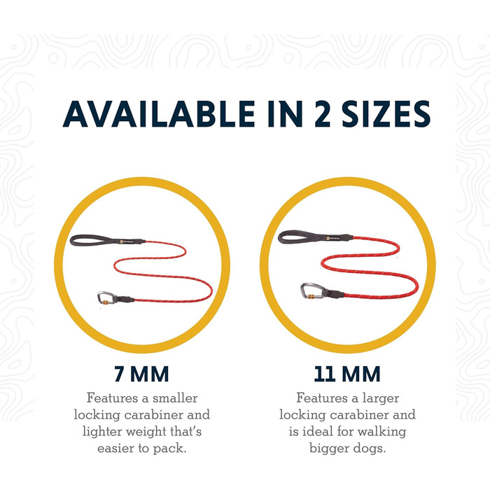 RUFFWEAR Knot-a-Leash повідок для собак, відбиваючий, з мотузки, з карабіном, 1,5 м, 7 мм, чорний обсидіан, малий, Rot Sumac