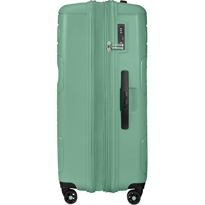 Валіза American Tourister Sunside Spinner 55 см, 35 л, чорна, розширювана, 77-118 л, мінерально-зелена