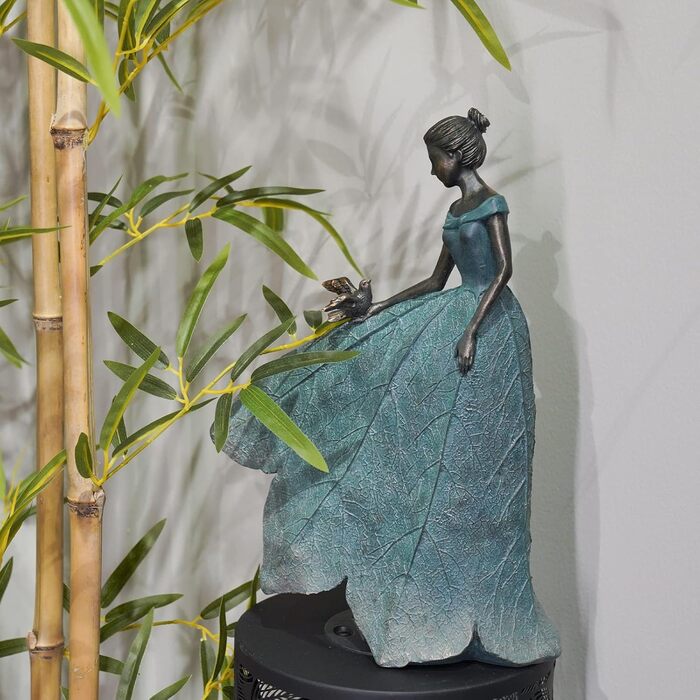 Декоративна статуетка феї з листям Guichifun, смола, 14×8×20 см – садова фігурка для дому, двору та саду, подарунок жінкам