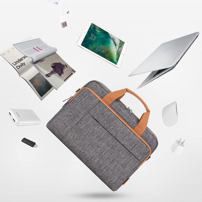 DOMISO сумка для ноутбука 17-17.3'' водонепроникна ділова, темно-сіра, для Dell, Lenovo, HP, MSI, ASUS