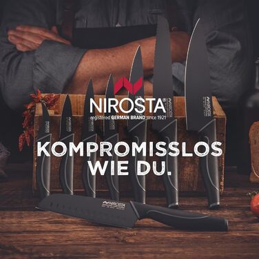 Набір ножів Nirosta Wave, 4 шт, преміум нержавіюча сталь, зручна ручка Soft-Touch, універсальні кухонні ножі, чорний колір