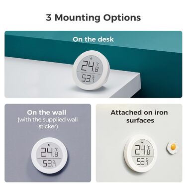 Qingping Термометр-гігрометр із сенсором, підтримка Apple HomeKit, бездротовий монітор температури та вологості з E-Ink дисплеєм, Thread/Bluetooth, для iOS