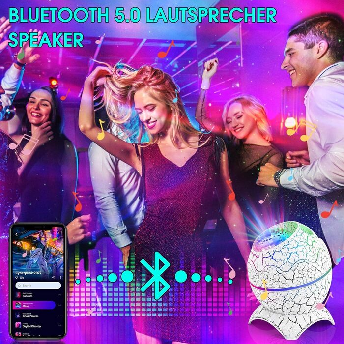 LED проектор зоряного неба Galaxy з Bluetooth, нічник-планетарій з ефектом північного сяйва, білим шумом та зірками, з пультом для дітей і дорослих, декор