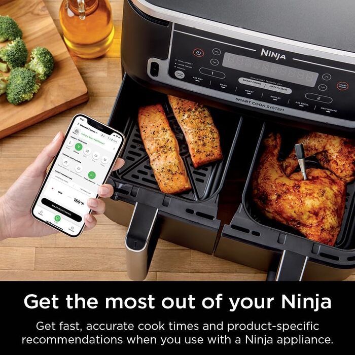 Бездротовий цифровий термометр для м'яса Ninja ProChef, зонд для приготування всередині та на відкритому повітрі, Bluetooth 50 м, автономність 30 годин, підключення до додатку, водонепроникний, термостійкий