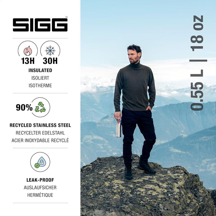 Термос-бутилка SIGG Hot & Cold One з ситечком для чаю, 0,55 л, нержавіюча сталь 18/8, ізольована, герметична, BPA-free