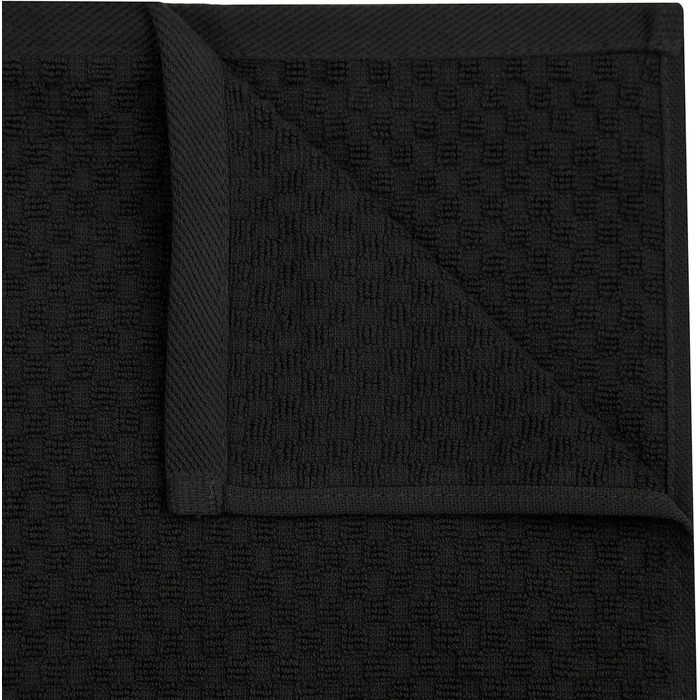 Кухонні рушники Cotton Craft 12 шт, вафельне плетіння, 40,6×71,1 см, чорні, 420 г/м², 2-шарова бавовна, високої поглинаючої здатності, без ворсу