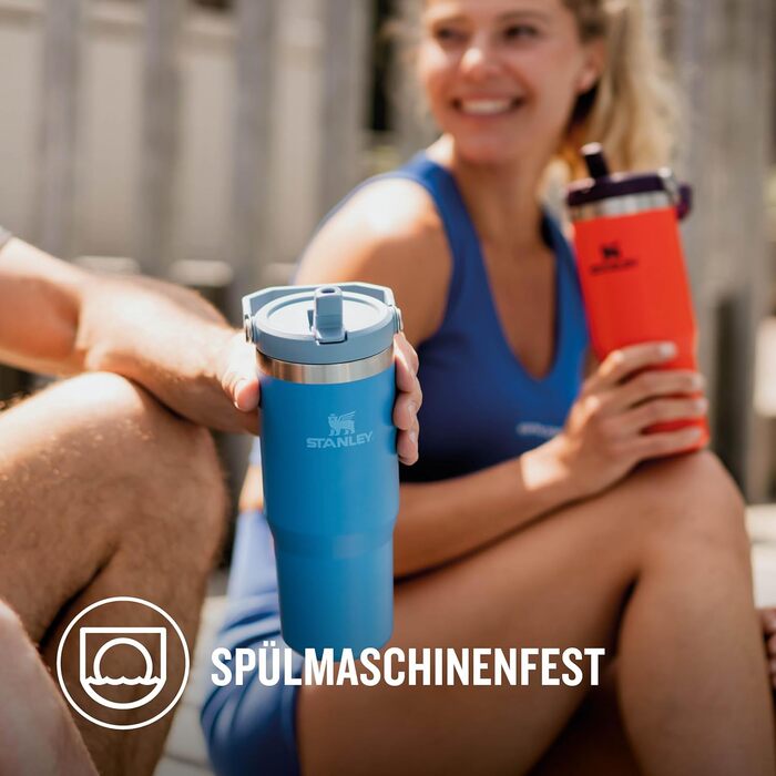 Термос-кружка Stanley Flip Straw 0.89 л з трубочкою, термос для води, спортивна пляшка BPA Free, 12+ годин холод, підходить для посудомийки (Azure)