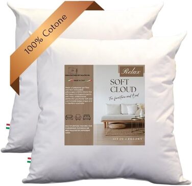 Декоративна подушка GM Soft Cloud 65x65 см, антиалергенна, з наповнювачем із гіпоалергенної фібри, чохол 100% бавовна, для ліжка, дивана, крісла, вироблено в Італії