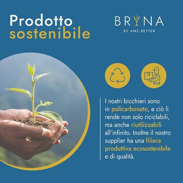 Набір 6 келихів для вина BRYNA 33 cl з полікарбонату, небиткі, італійський дизайн, багаторазові, для посудомийної машини, білі