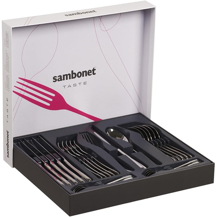 Набір столових приборів Sambonet Taste 18/10 з нержавіючої сталі, 24 предмети для 6 осіб, сірий, можна мити в посудомийній машині