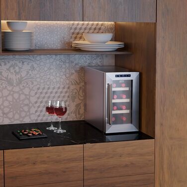 Термелектрична винна шафа Cecotec Bolero GrandSommelier 830 CoolWood на 8 пляшок, низький рівень шуму, регулювання температури 8-18°C, сенсорне управління, енергоощадна