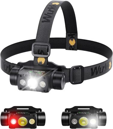 Налобний ліхтар Wurkkos HD50 4000 люмен, LED, 9 режимів яскравості, USB Type-C зарядка, IPX8 водонепроникний, для бігу, кемпінгу, нічних прогулянок