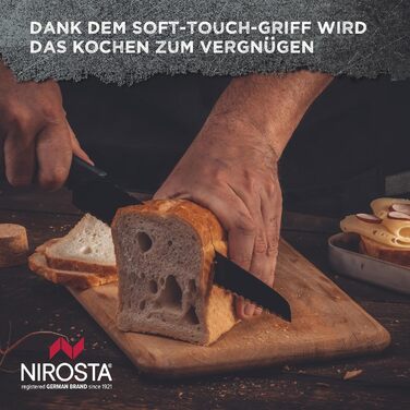 Набір ножів Nirosta Wave, 4 шт, преміум нержавіюча сталь, зручна ручка Soft-Touch, універсальні кухонні ножі, чорний колір