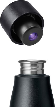 Пляшка LARQ Movement PureVis 950 мл – самочистка УФ, нержавіюча сталь, силіконова оболонка, легка, ударостійка, зберігає холод, для спорту, бігу та активного відпочинку, чорна/онікс