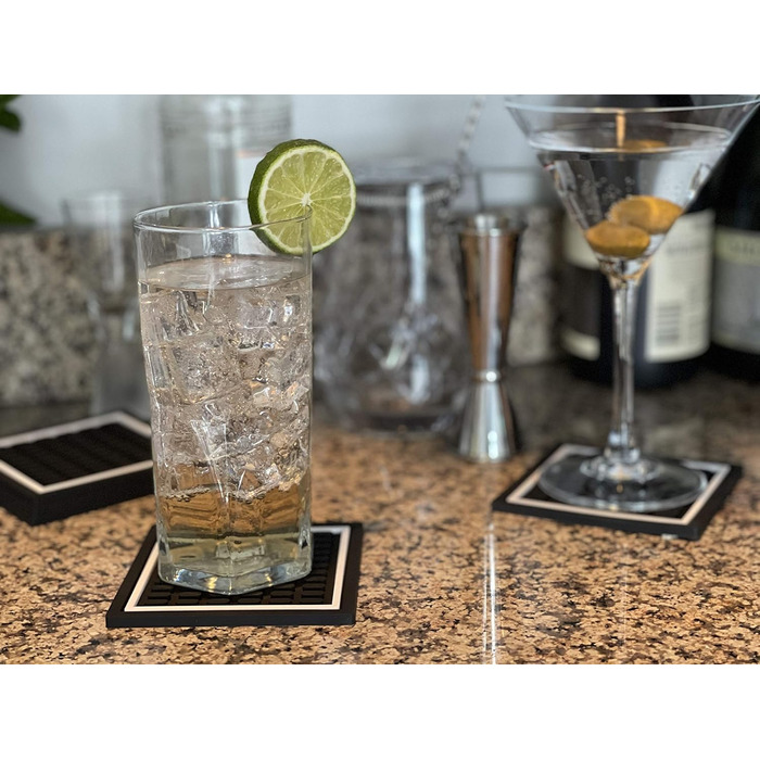 Набір квадратних барних підставок Highball & Chaser, 6 шт, поглинаючі підставки для напоїв, стильний дизайн для дому та бару
