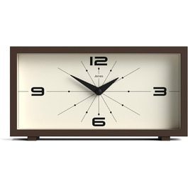 Настільний годинник JONES CLOCKS Odeon, сучасний прямокутний дизайн у ретро-стилі, для полиці, столу, каміна або тумбочки, коричневий