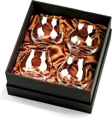 Набір келихів для коньяку та бренді GLASSIQUE CADEAU 240 мл, 4 шт, кришталеві, для дегустації, без ніжки, подарунковий комплект, придатні для миття в посудомийній машині