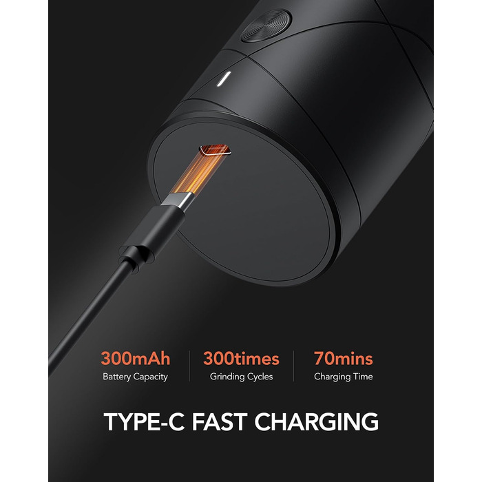 Електрична млинниця для солі та перцю FORLIM, USB-зарядка, LED-підсвітка, керамічний механізм, 7 рівнів помолу, 2 шт. (чорна+біла)