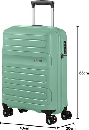 Валіза American Tourister Sunside Spinner 55 см, 35 л, чорна/зелена, легка дорожня валіза на 4 колесах