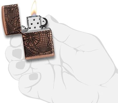 Бензинова запальничка Zippo 29853 з картою світу, антикварна мідь, заправна, у подарунковій коробці