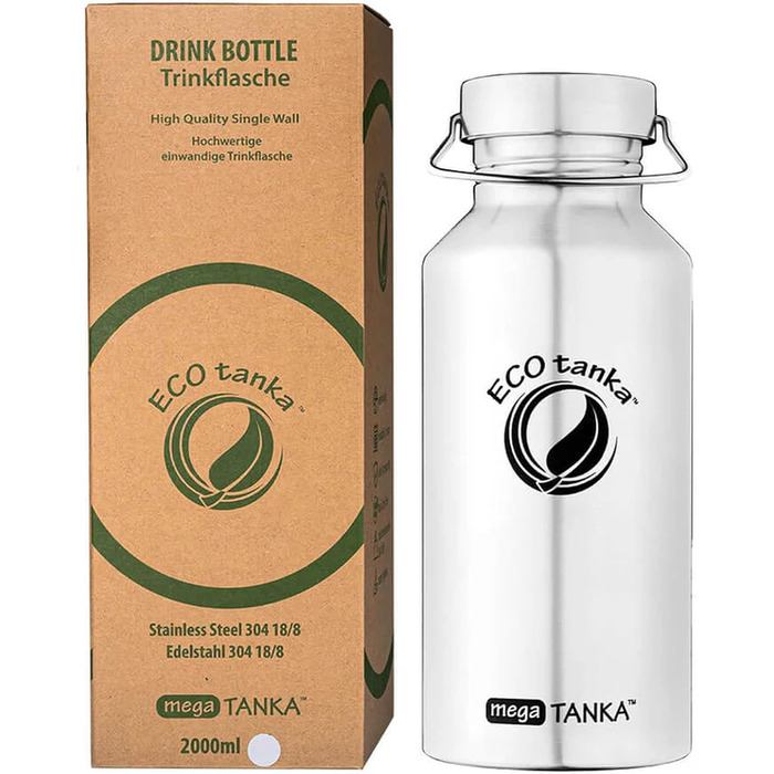Еко-пляшка для води ECOtanka megaTANKA 2,0 л з нержавіючої сталі, герметична, BPA-free, для спорту, туризму, фітнесу