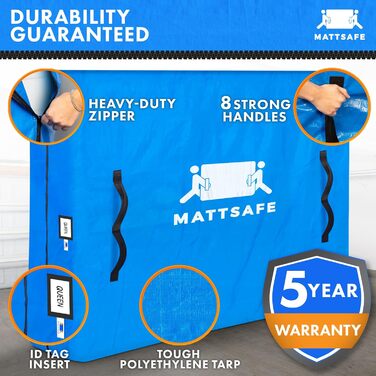 Чохол для матраца MATTSAFE Queen-Size з 8 ручками, посилена блискавка, багаторазовий, товстий захист для перенесення та зберігання, Nordic Elk