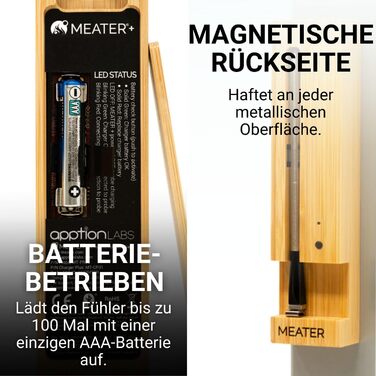 MEATER Plus — бездротовий смарт-термометр для м'яса з Bluetooth 50 м, для духовки, гриля, сковорідки та ростера, керування через додаток українською