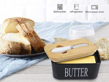 Порцелянова маслянка з кришкою, герметична, чорна