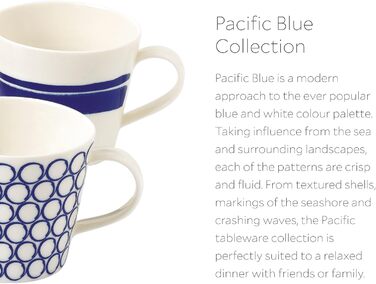 Набір чашок Royal Doulton Pacific, 6 шт., порцеляна, 9 см, сині