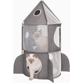 Котячий будиночок Catit Vesper Turm у формі ракети з подушкою для сну, сірий